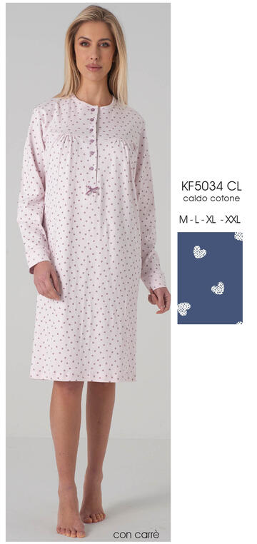 ART. KF5034 CL- camicia notte donna carre' m/l kf5034 cl - Fratelli Parenti